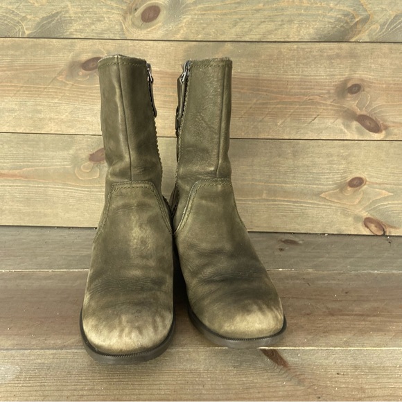 Teva foxy Womens size 8 shoes green leather waterproof side zip heel boots - Picture 6 of 8